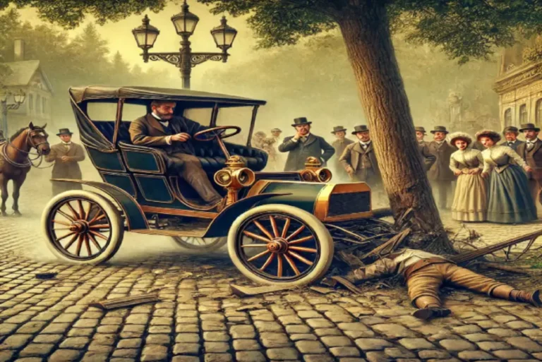 When was the first car accident: 1869 steam-powered vehicle crash.